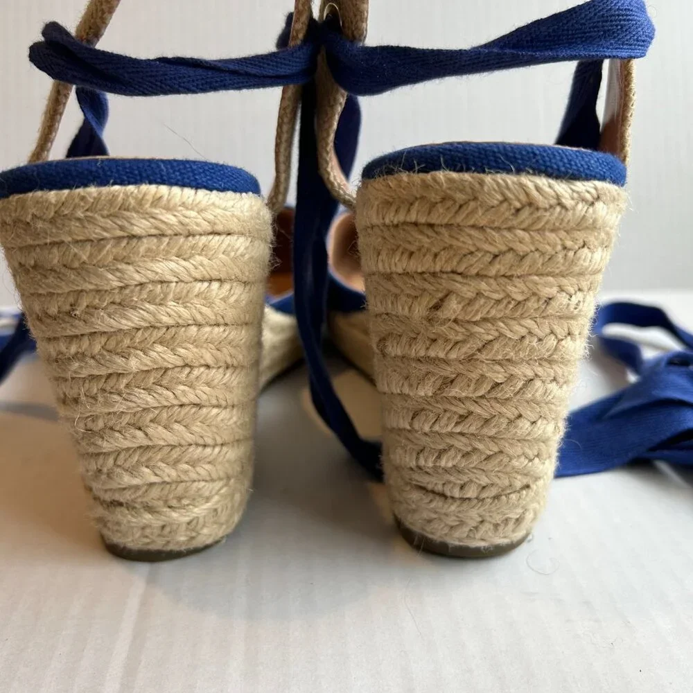 ZBY Womens Blue Canvas Lace Up Espadrilles Size 11